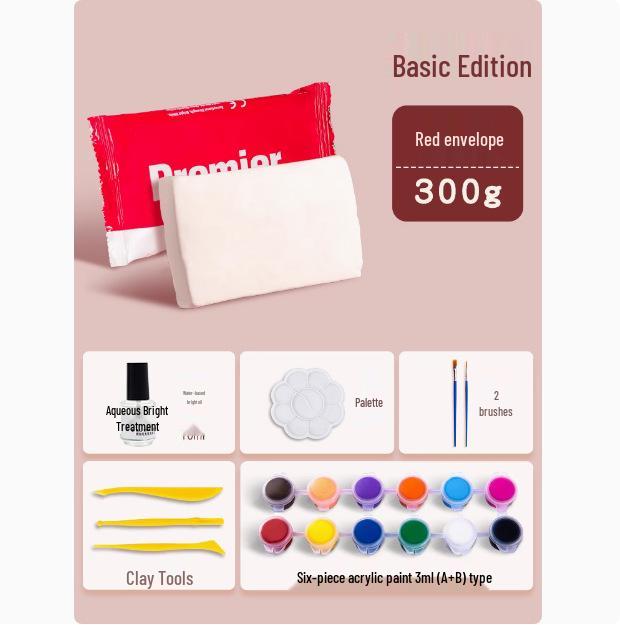 Ladoll White Air-Dry Clay Kit 500g - No-Bake DIY Stone Clay for Figures