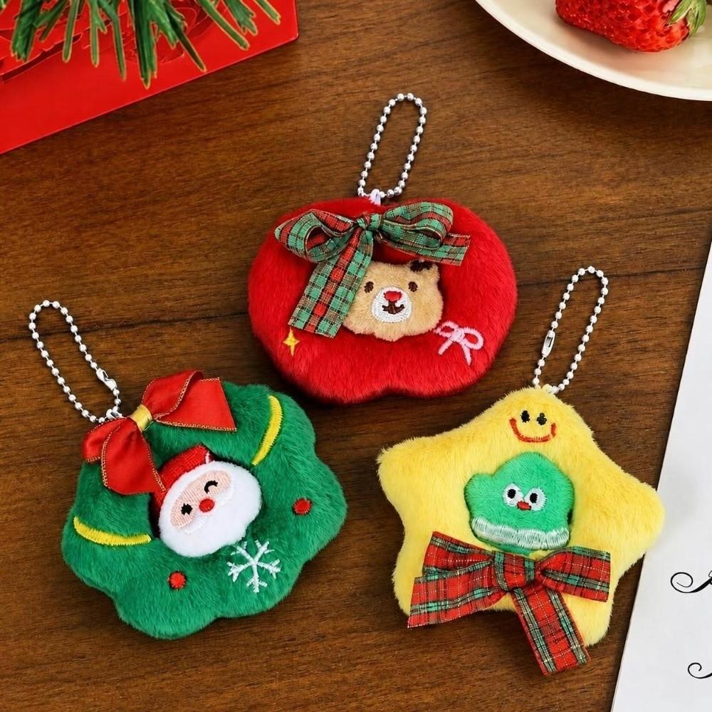 5PCS Plush Stuffed Hanging Pendants Cute Festival Keychain Decorations Xmas Tree
