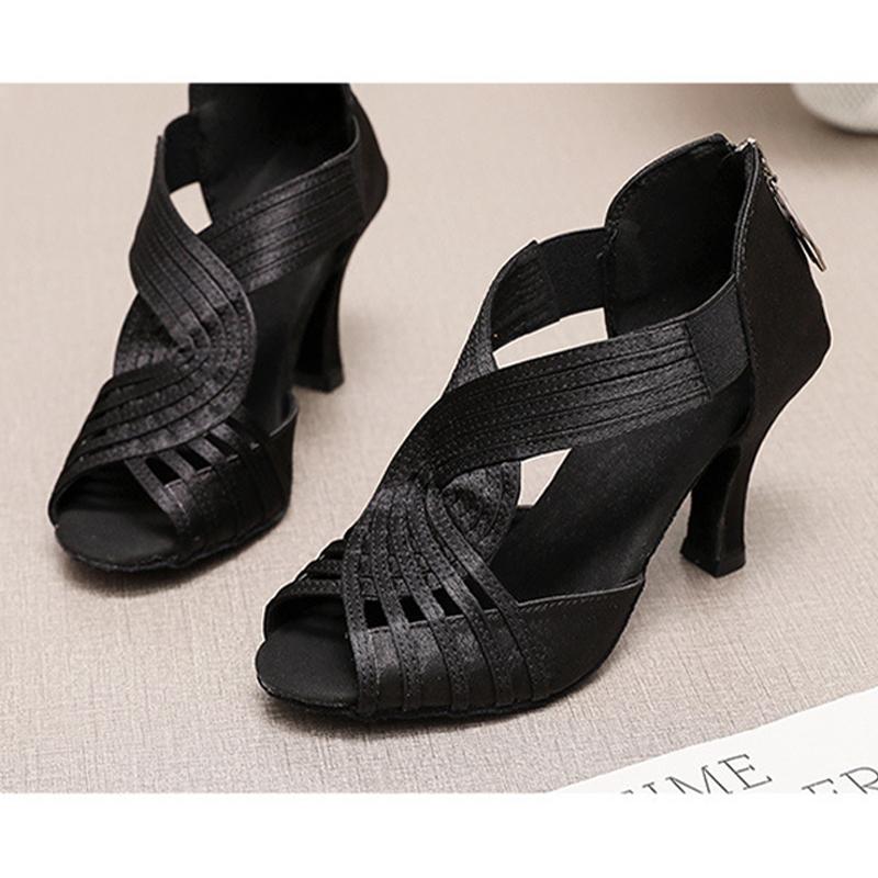 Chaussures de danse latine pour femmes, sandales de salle de bal pour filles, chaussures de danse de fête, talon haut 8 cm