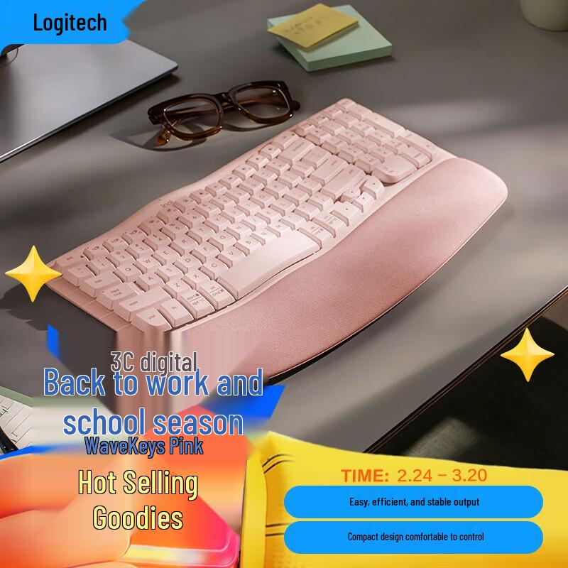 

Logitech Wave Keys Ergonomic Wireless Bluetooth Keyboard