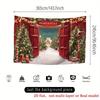 2D Christmas North Pole Scene Backdrop, Red Barn Door & Xmas Tree Photography Background