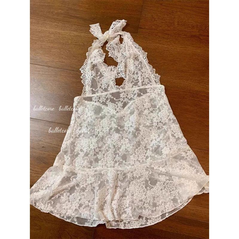 

off-Shoulder Sweet and Spicy Early Autumn Bandage Dress Black Two-piece Set Embroider Base Lace L