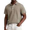 Men's Summer Solid Color Vintage Button Lapel Short Sleeve Shirt Tops