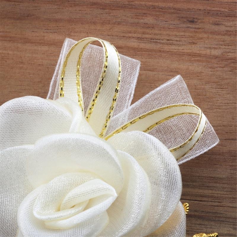 Wedding Boutonniere and Wrist Flower Set Wrist Jewelry For Wedding Ceremony Celebration Bride Groom Dressingup Props