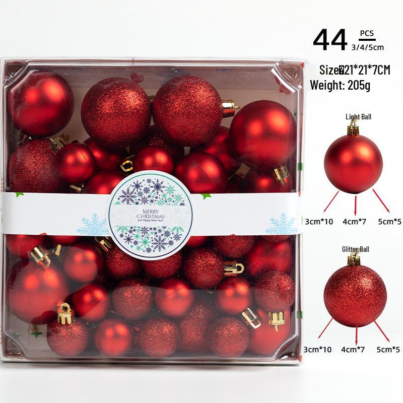 Christmas Tree Ornament Set: 44 Glittery Balls (3/4/5cm) In Colorful Square Box