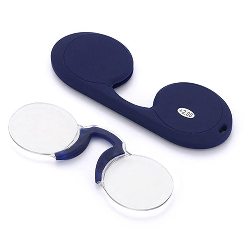 

Men s and Women s Mini Reading Glasses Neutral Nose Clip Glass Frame for Old People 100-300 +200 синий
