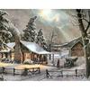 Full Round Diamond Painting Handmade Winter Scenery Cross Stitch 5d Diamond Embroidery House Landscape Decor