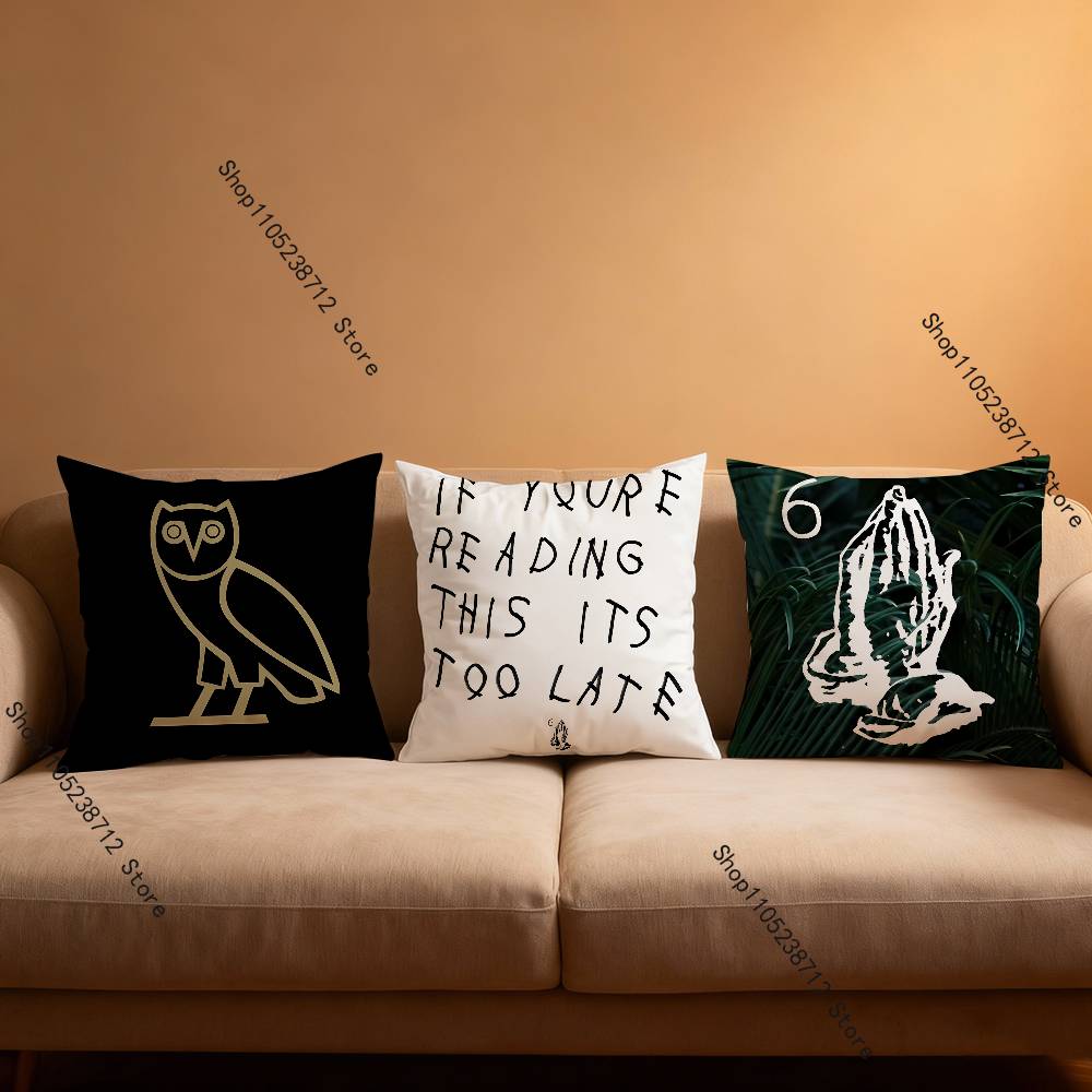 Drake O-OvO OWL Pillow Covers Cartoon Sofa Decorative Home Double-sided Printing Short Plush Cute Cushion Cover