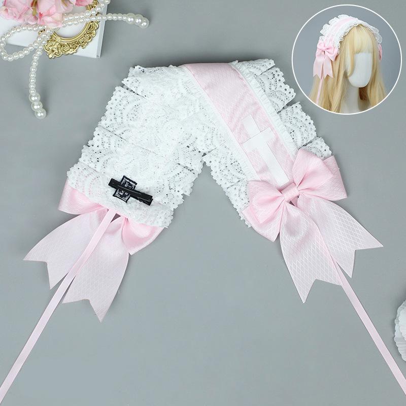 Handmade Bow Lace Headband Japanese Girl Lolita Hairpin Soft Cute Two-dimensional Headgear Cute Sister Hair Accessories
