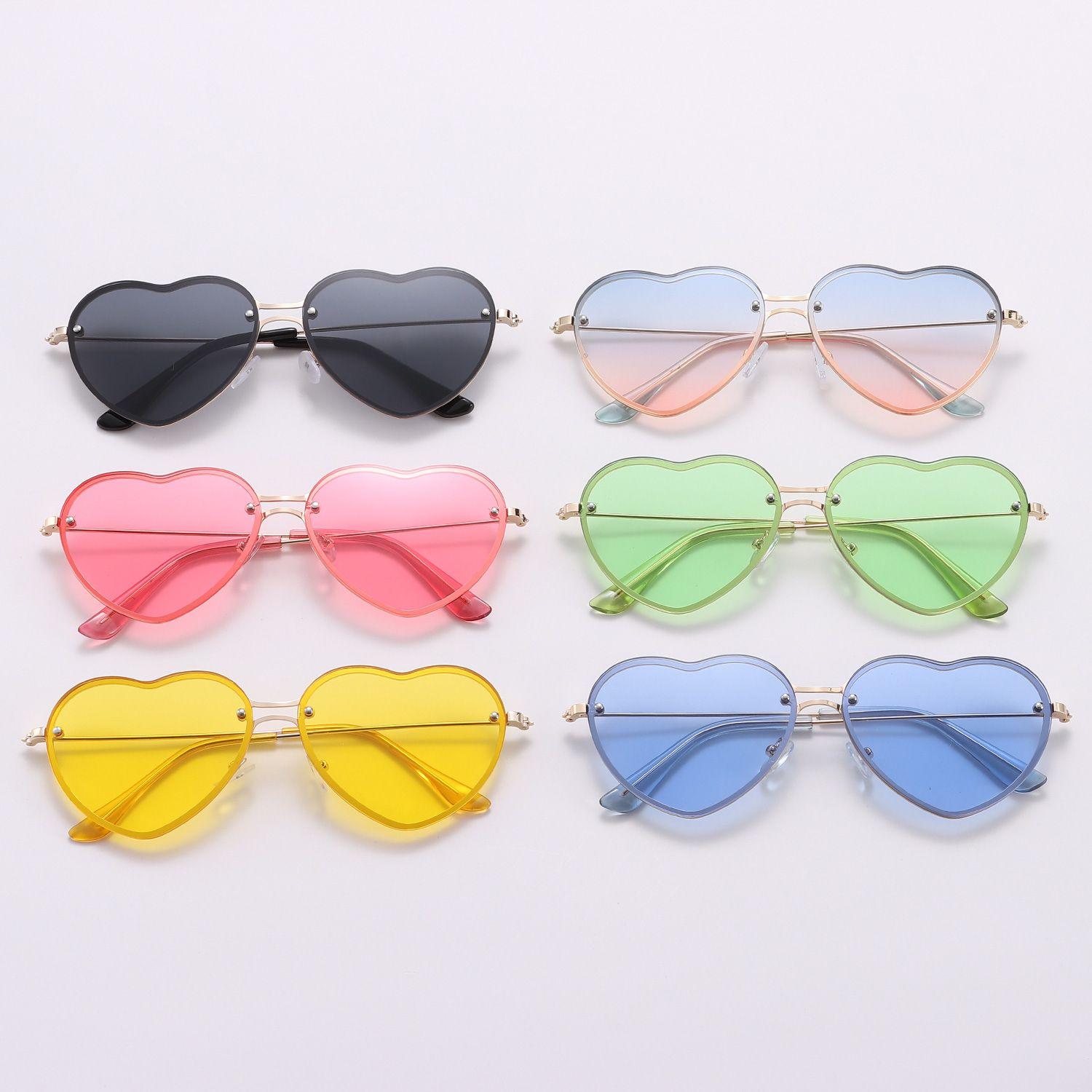 

Хелловінський випускний Захист від УФ-променів Сонцезахисні окуляри Рожеві окуляри в стилі хіпі Окуляри без оправи у формі серця Yellow