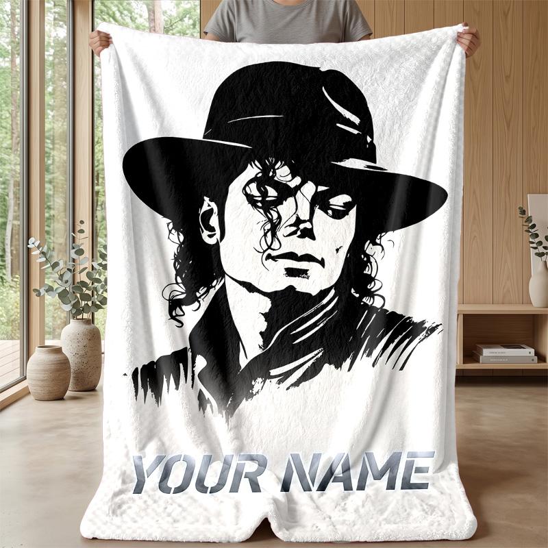Custom Text Flannel Throw Blanket, Lightweight Cozy Bed Sofa BlanketMichael Jackson