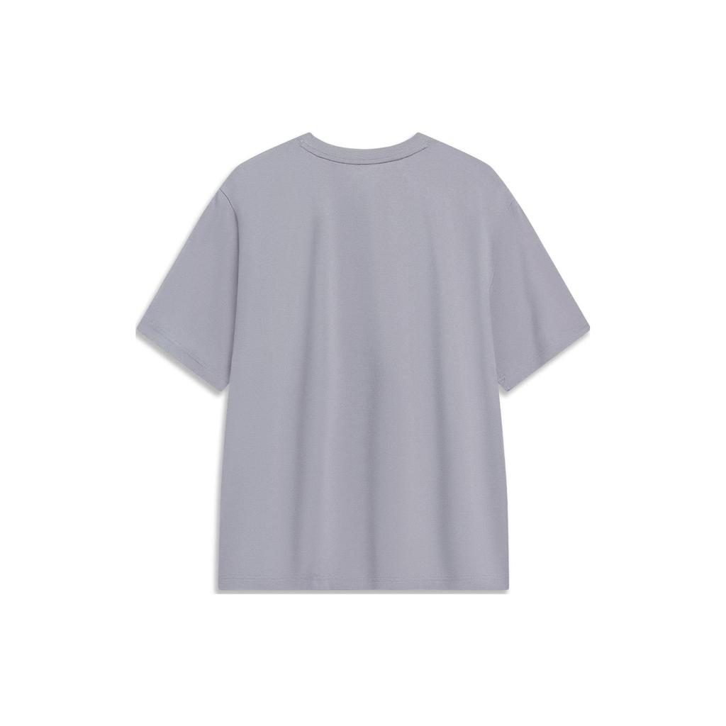 Li-Ning Sports Life Series Basketball Print Round Neck Short Sleeve T-Shirt Men Tops Gray AHST595-4