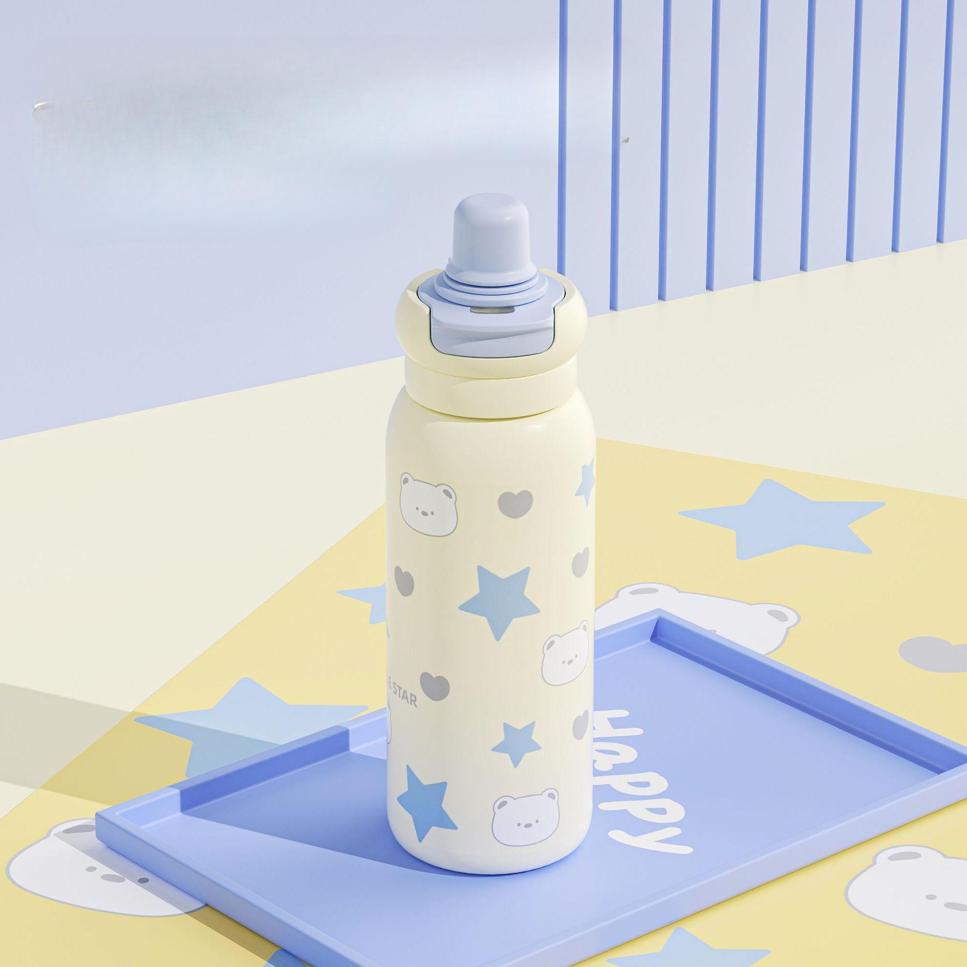 New Stylish Double Drinking Cup Stainless Vacuum Thermos Cup Portable Big Cap Hand Cup Durable Durable Useful Useful 620Ml (stainless steel liner)