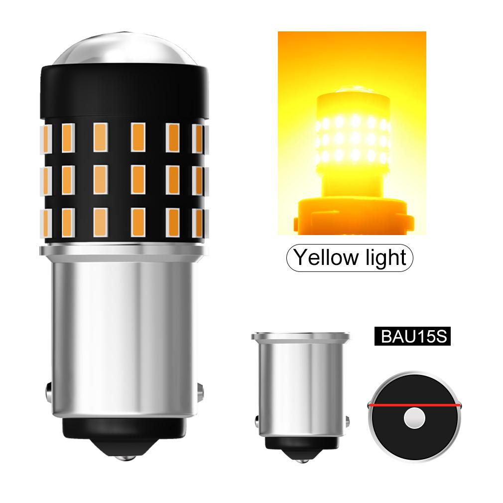 

2 шт. Светодиодные лампы P21/5W 1157 высокой яркости для автомобиля BAY15D 1156 P21W Ba15S PY21W BAU15S 54SMD Автомобильная лампа заднего хода и указателя поворота Тормозная Белый Желтый Красный 12 В 1156 BAU15S PY21W жёлтый