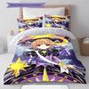 Cardcaptor Sakura Pattern Bedding Quilt Set Quilt Cover Pillowcase Home Decoration Gift (1 * Duvet Cover + 2 * Pillowcase, Without Core)