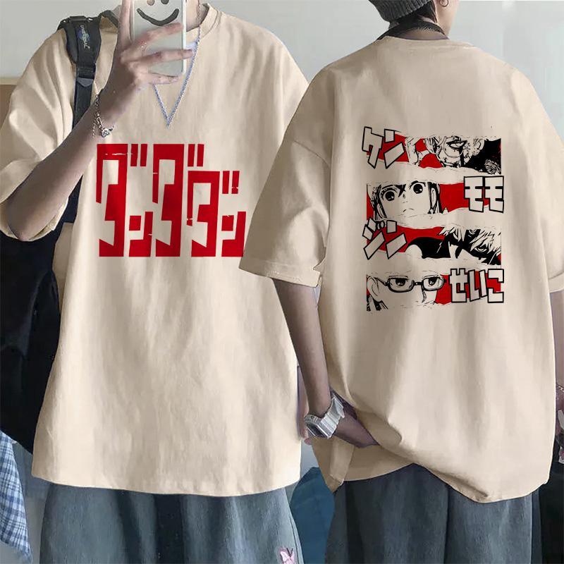 Retro Mange Men's T-shirt Japanese Anime Gothic T-shirt Dandadan Okarun90s Casual Loose T-shirt Versatile Streetwear