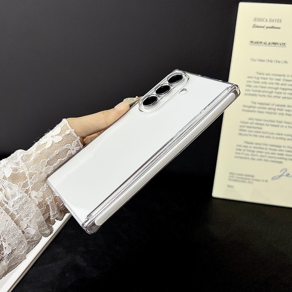 For Samsung Galaxy Z Fold 7 Case UV Hardened Scratch-Resistant Ultra Transparent Axis Hinge & Lens Protection Phone Grip Cover