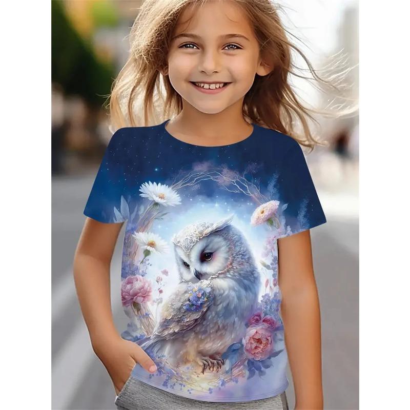 New Funny Animal 3d Print Girls' T-Shirts Party Short Sleeved Tops Tee 2025 Casual T-Shirts