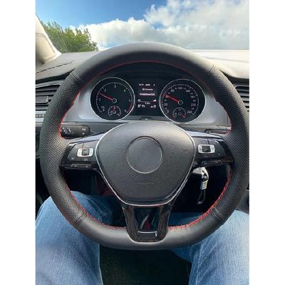 Black-red Perforated Microfiber Leather Car Steering Wheel Cover Trim For VW Golf 7 MK7 Jetta Passat B8 New Polo Tiguan Sharan