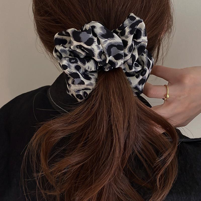 Stoff Leopardenmuster Großdarm Haarband Retro Elegant Hochelastisches Haargummi Kopfband Modische Vielseitige Haaraccessoires