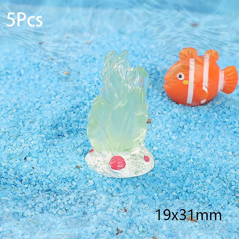 5 Stücke Niedliche Harz Leucht Korallen Miniatur Figur Ornament Simulation Unterwasser Korallen Aquarium Aquarium Dekoration Geschenke