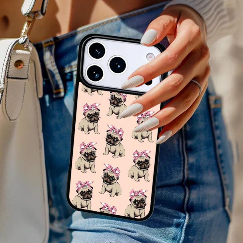 SÜSSER WELPE MOPS HUND MOPS weiche Handyhülle für iPhone 17 Air 14 15 13 12 Max Hülle für Apple 14 15 16 16e 11 Pro Max Plus Hülle
