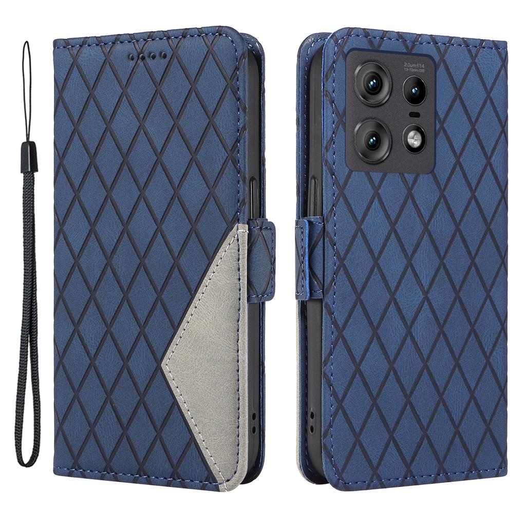 For Motorola Edge 50 Pro 5G Case Rhombus Splicing Color Leather Phone Cover