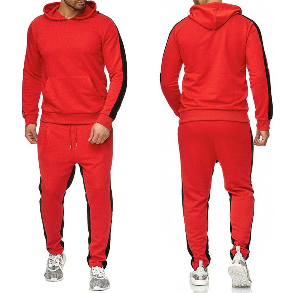 Men'S Hooded Sportswear Two-Piece Long Sleeved Pullover Hoodie Sweatshirt+Sweatpants Set