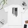 American Flag Shirt, Flag On BACK of Shirt, Flag Logo On Right Arm, Gildan, Independence Day, Short-Sleeve Unisex T-Shirt, Black and White