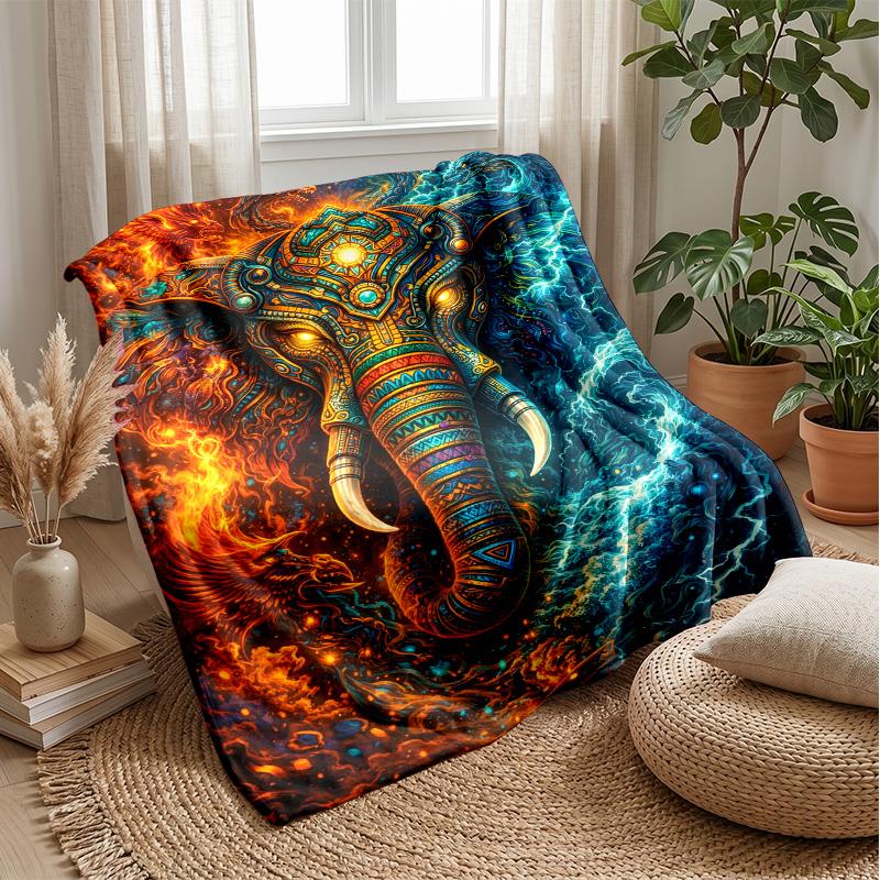 Fairy and Floral Elephants Theme blanket Lightweight Warm Flannel Blanket Decorative Throw Blanket for Home Decoration
