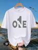 Unisexs Spliced ONE Number Letter Print T Shirt Summer Quick Dry Breathable White Short Sleeve Tee Minimalist Text Streetwear Tops