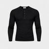 Men Muscle-Fit Ribbed Henley Shirt Slim Fit Black Gray Charcoal Ivory M L Casual
