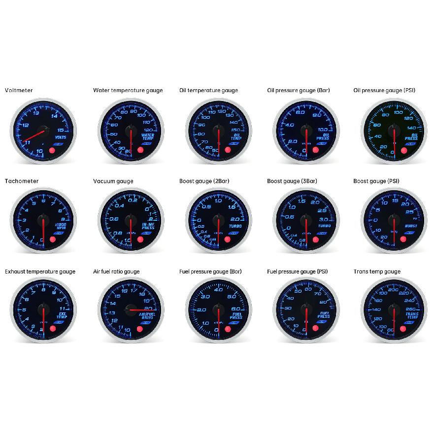 2 Inch 52MM Oil Press Gauge Smoke Lens 0-10 Bar PSI Oil Pressure Meter With Stepper Motor Oil Pressure Sensor 1/8NPT Turbo Boost