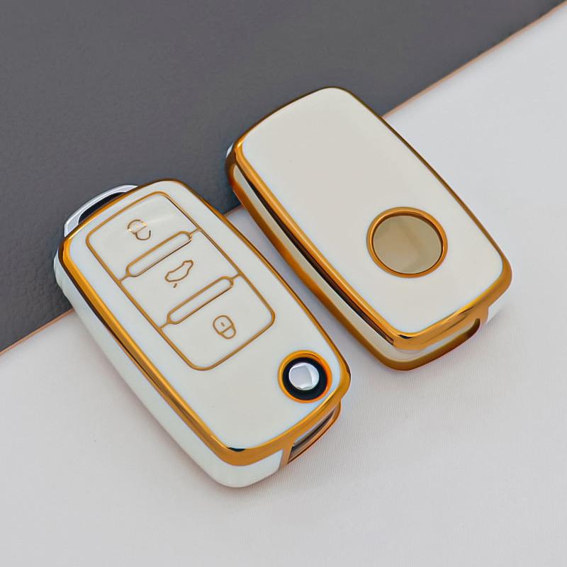 Für VW Golf Polo Bora Beetle Tiguan für SKODA Fabia Superb für SEAT Leon Toledo Altea Ibiza TPU-Fernschlüsselgehäuseabdeckung