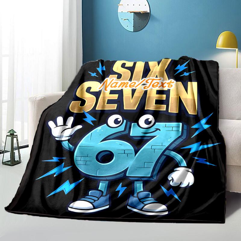 1PC Custom Name "Six Seven Adventure" Flannel Blanket Versatile,all-season Throw Suitable for the Living Room,bedroom,camping,travel,and Gift