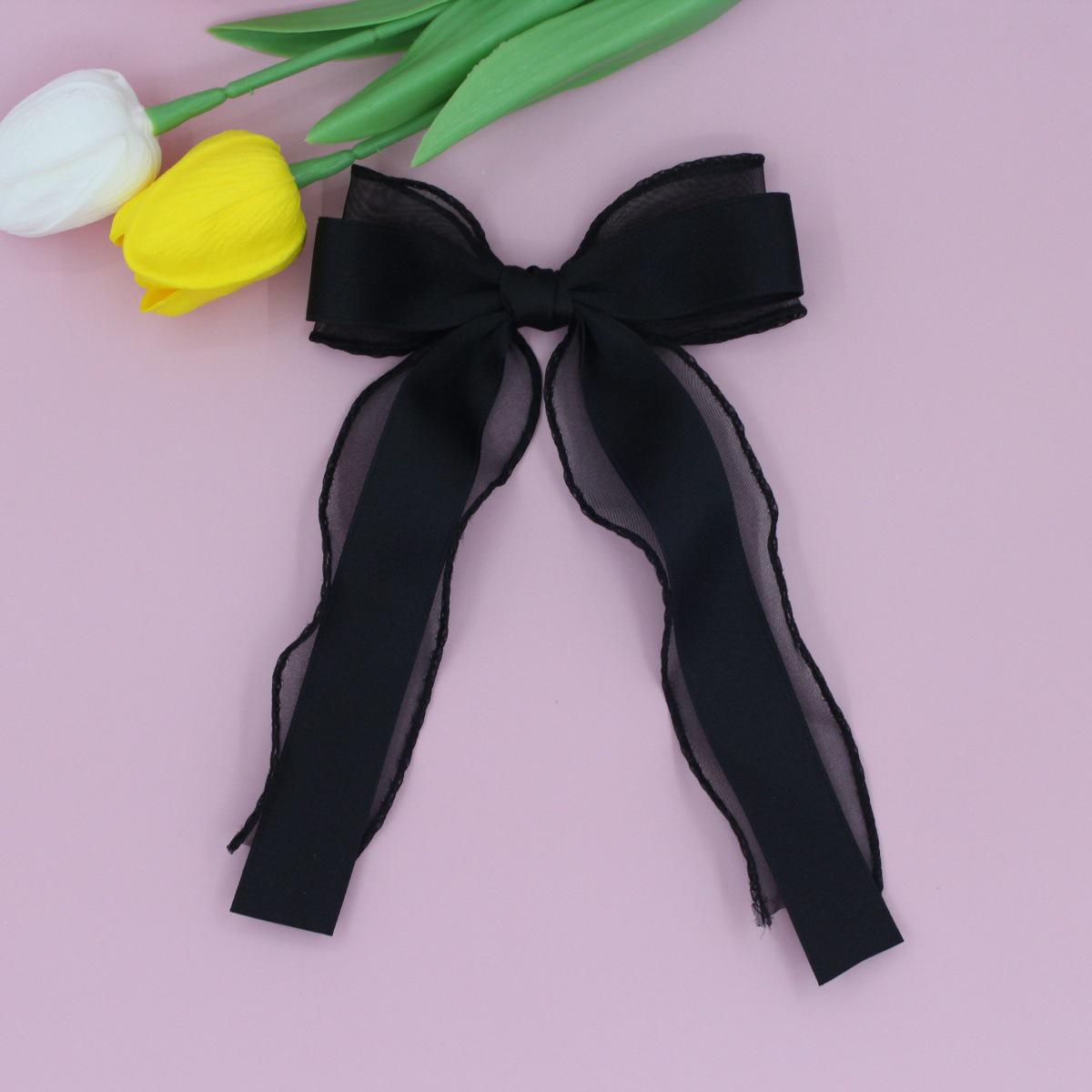 Elegant Double Layer Korean Mesh Bow Hair Clip
