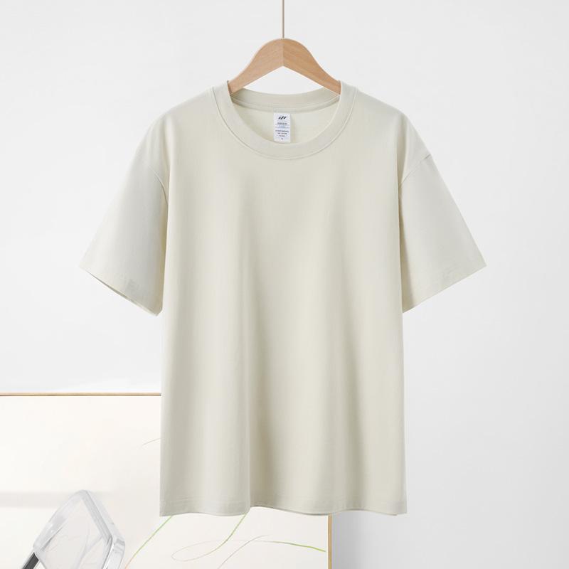 New Loose Pure Cotton Short-sleeved T-shirt Regular Shoulder Round Neck Tops Solid Color Versatile Short-sleeved Bottoming Shirt