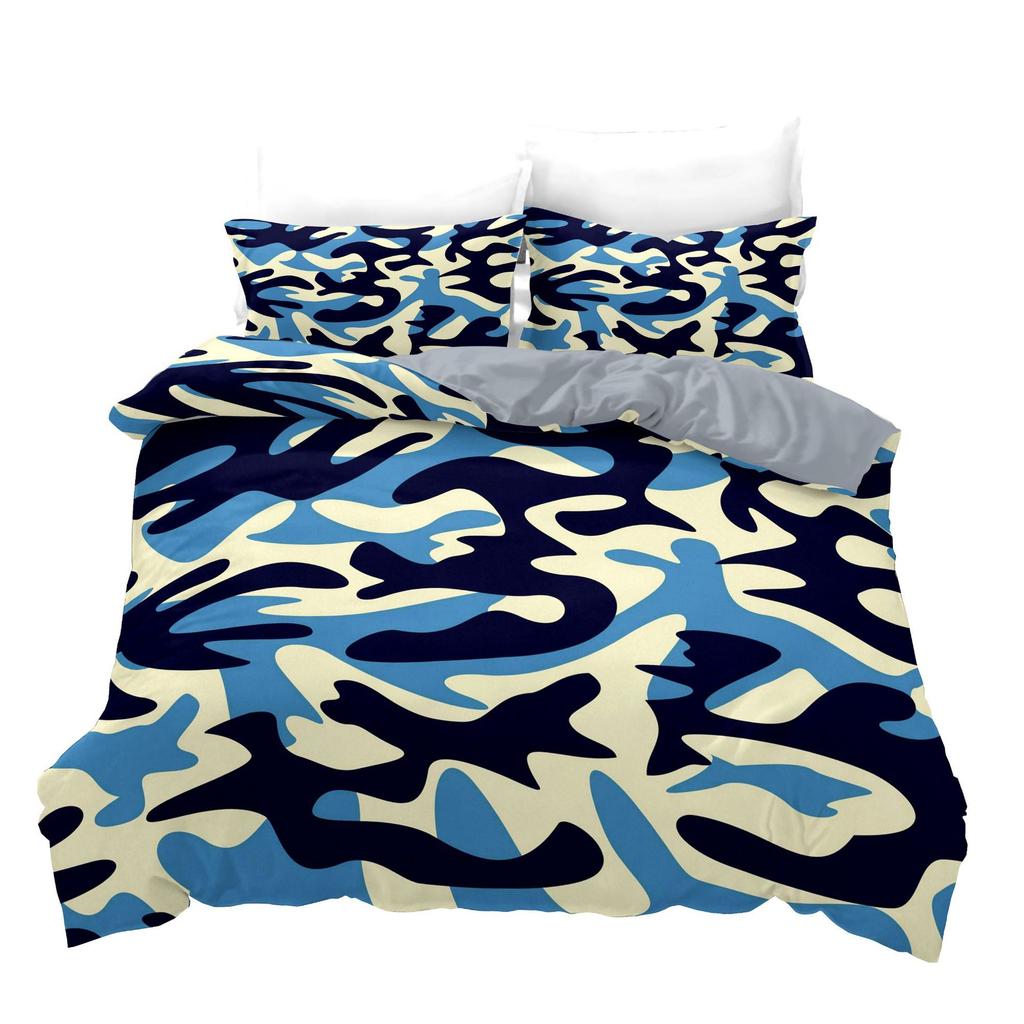 Bedding Home Textiles 3D Digital Printing Three-Piece Military Camouflage Quilt Cover Pillowcase