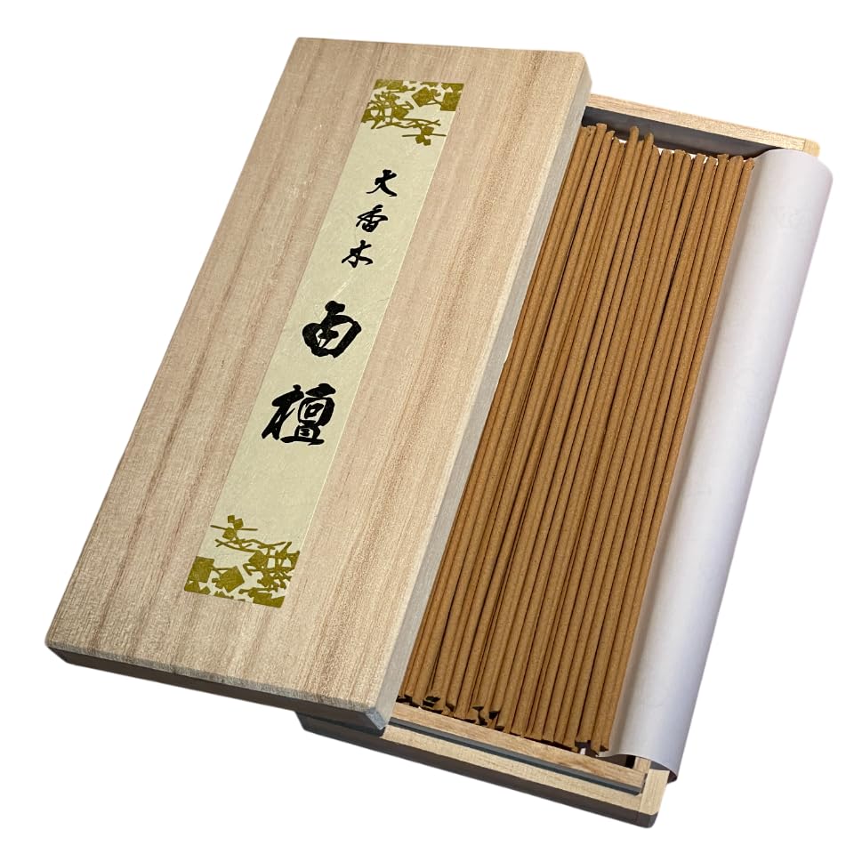 Buddhist Founded In Rosan Sandalwood Incense Made In In a Paulownia Wood Box Pure Sandalwood Scent from India Gift Approximately 60 Sticks [Fujii