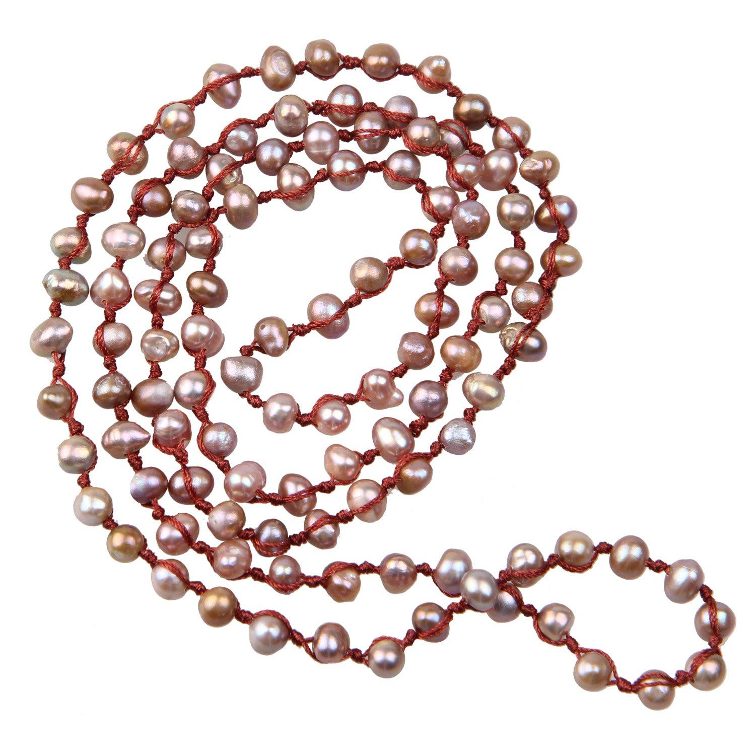 KELITCH Choker, Elegant Long Pearl Necklace for Women, Simple, Suitable for Weddings - Red