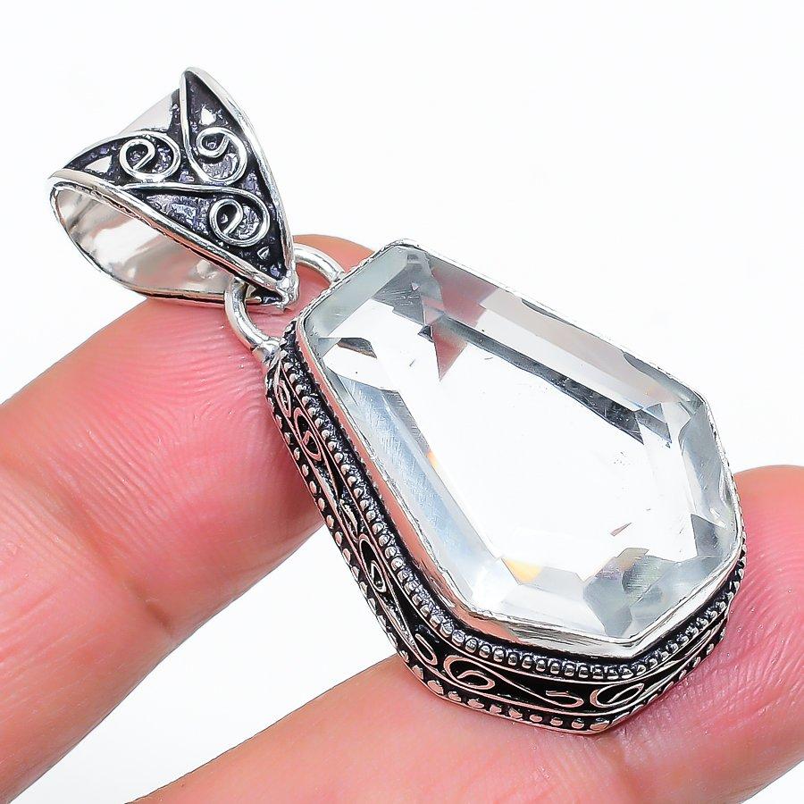 

Coffin White Topaz Gemstone Handmade Ethnic Jewelry Pendant 1.77 VR-3100