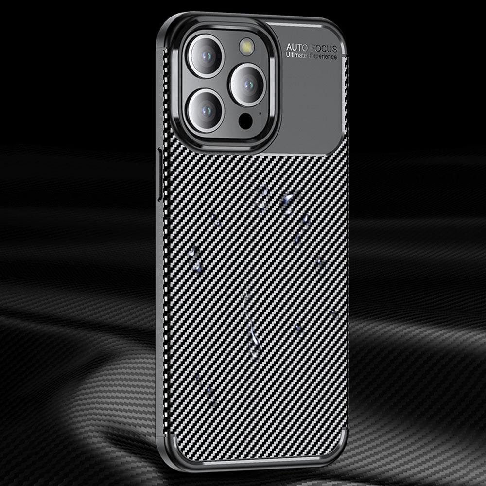 Soft TPU Phone Case for iPhone 15 Pro Max,Anti-scratch Carbon Fiber Texture Phone Cover
