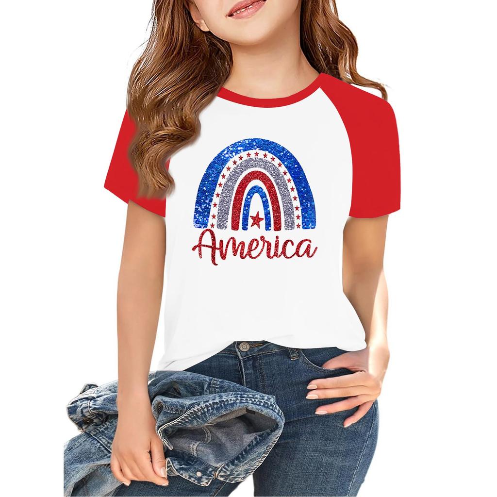 Topy pro mládež Dětské pro kluky a holky 2-10 let Kulatý výstřih Krátký rukáv Trendy topy