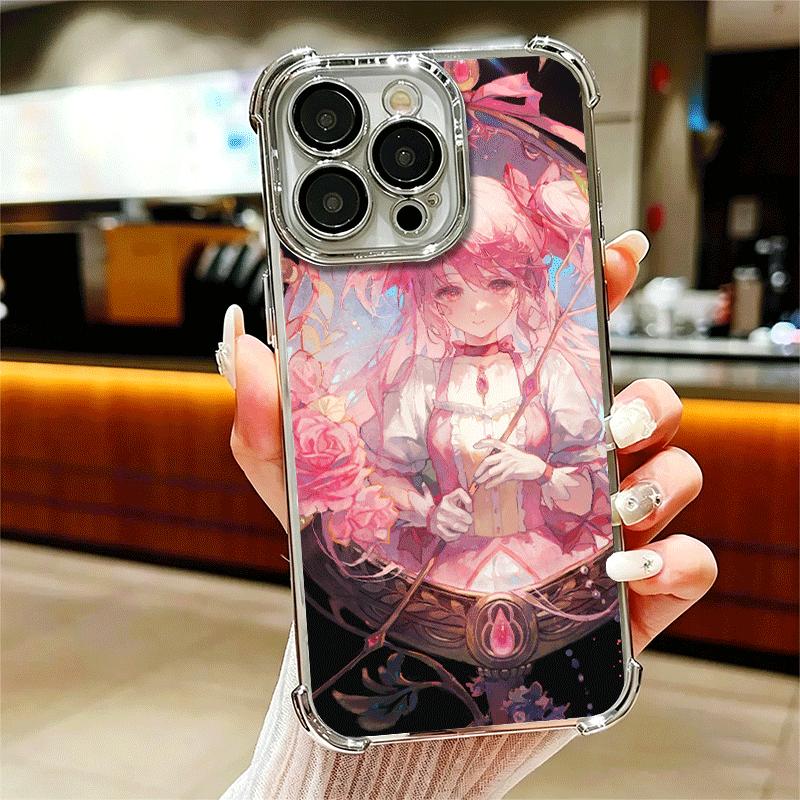 Madoka Magica Anime Weiche Handyhülle Für iPhone 15 16 17 Air 14 Pro Max 16E Plus 13 12 Mini Galvanisiert Anti-Fall Fundas