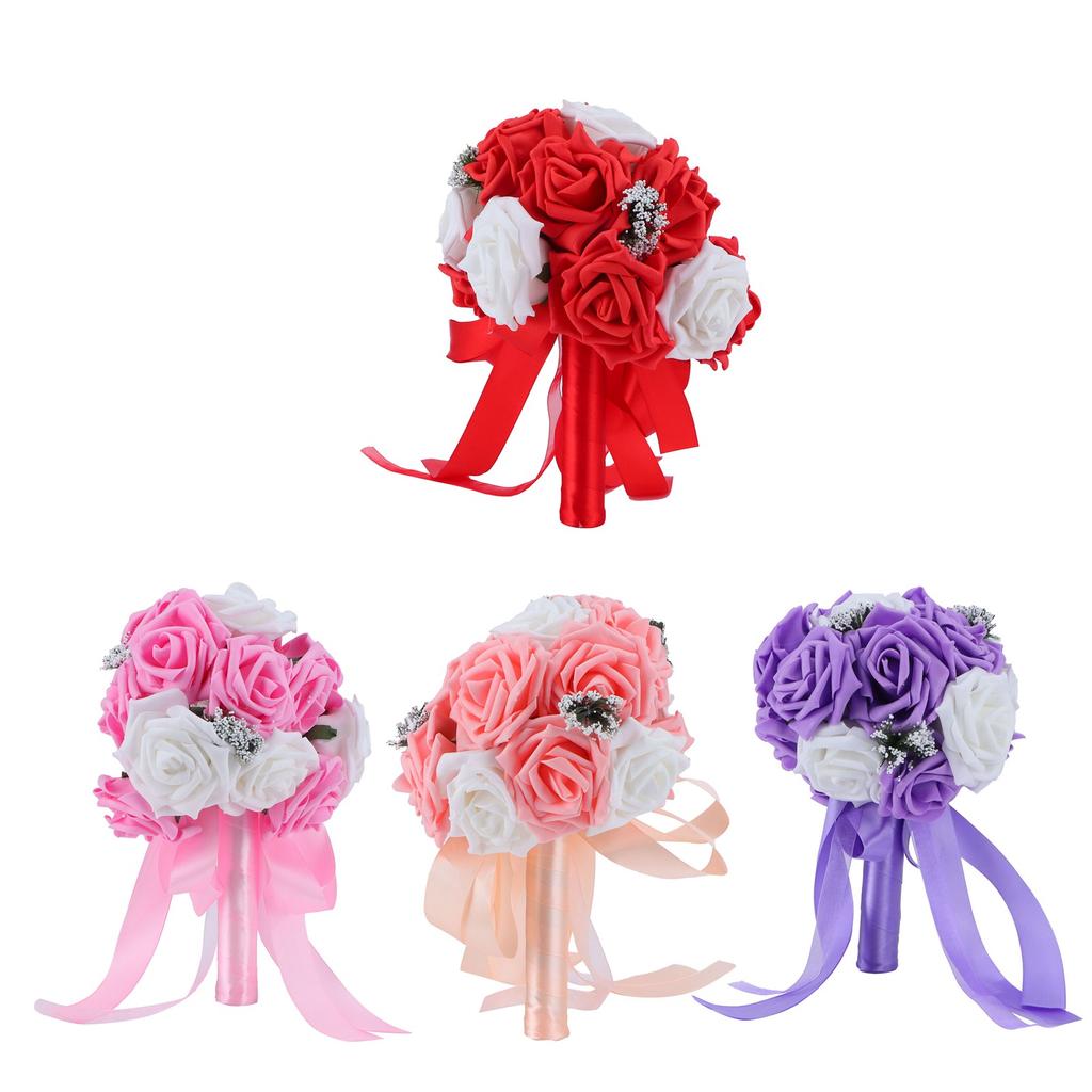 Bridal Bouquet PE Artificial Flowers Bunch for Wedding Stage Office Home Decoration