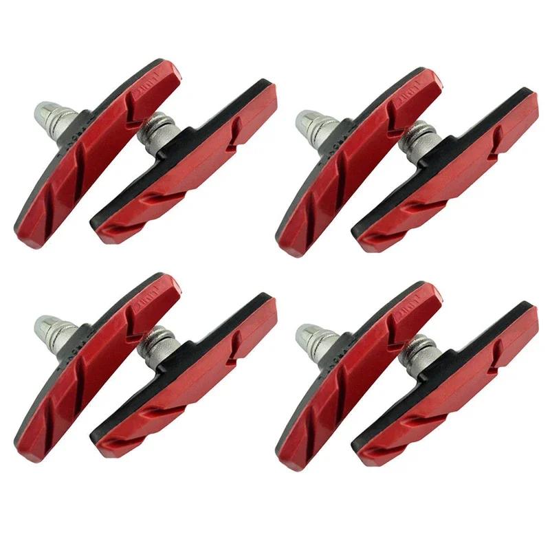 1 2 4 Pairs MTB Road Bike Silent Brake Pads Cycling V Brake Holder Shoes Rubber Blocks Durable Bicycle Brake Pads Accessories
