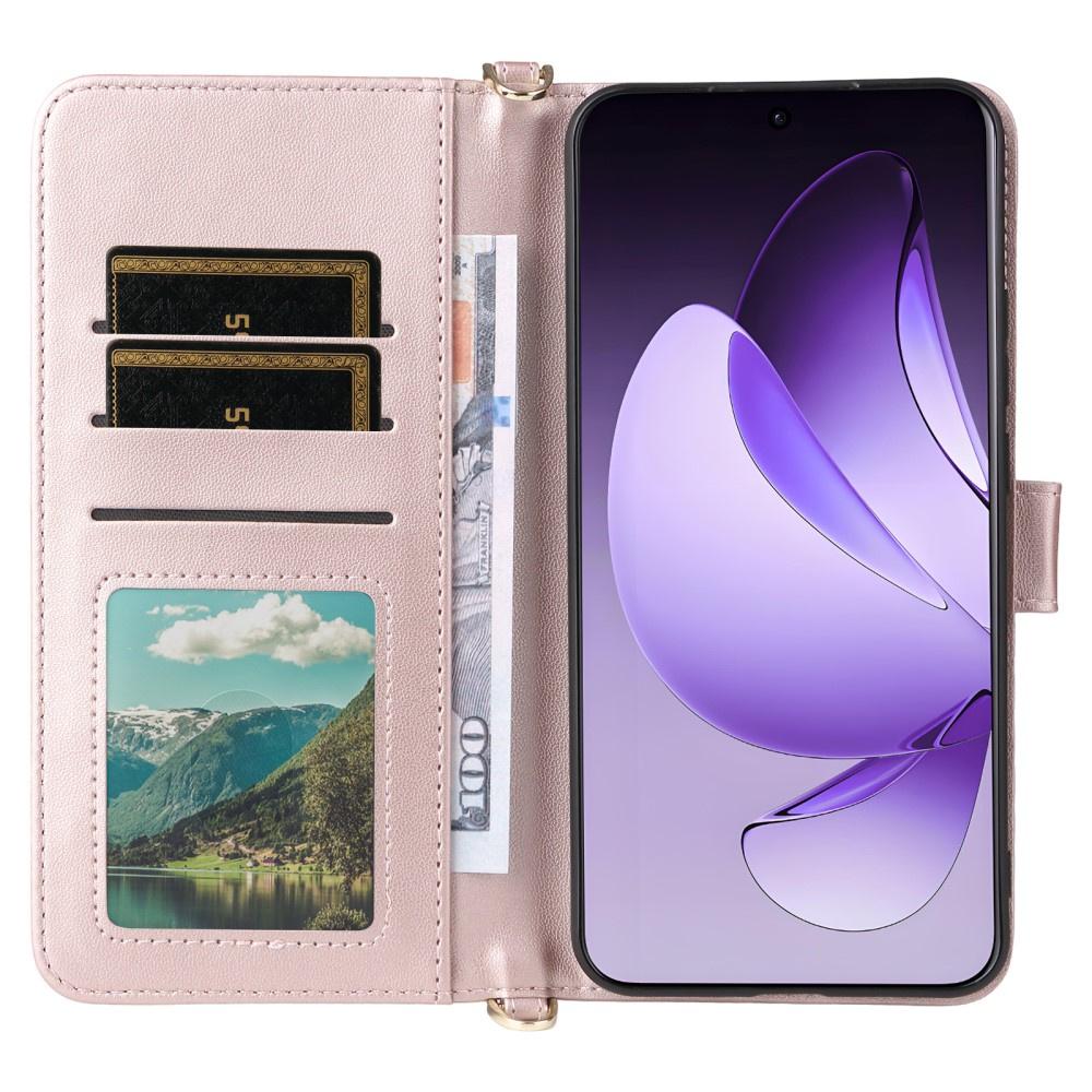Oppo Reno 13 Pro 5G Flip Case, Crossbody Leather Wallet, Pink
