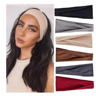 Женщины Сплошной цвет Эластичные полосы для волос Йога Оголовье Мода Тюрбан Макияж Волосы Обруч Vintag Headwrap Аксессуары для волос Оптом