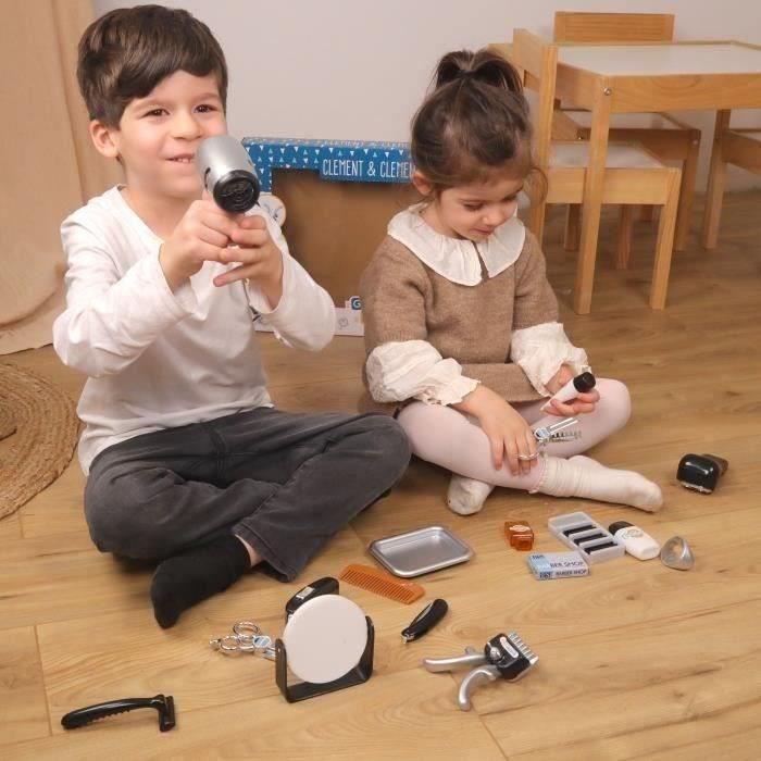 Set Coiffeur - Jeu D'imitation Barbier - CLEMENT CLEMENTINE - Tondeuse, Sèche-cheveux, Rasoirs - Dès 3 Ans