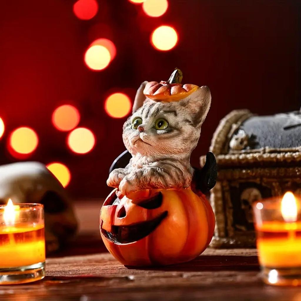 Halloween Cat Pumpkin Resin Ornament